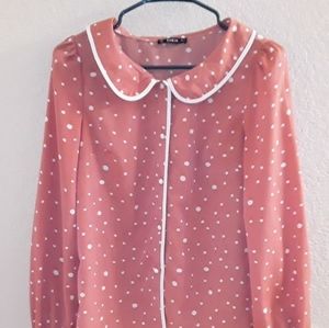 Pink doll button down shirt